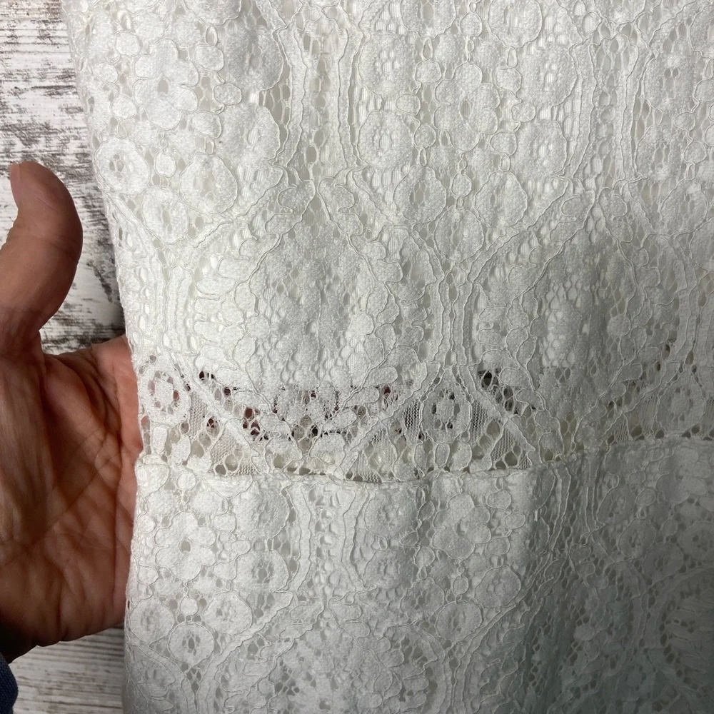 Lulus Remarkable White Sheer Lace Short Sleeve Mini Dress Sz‎ XS LIKE NEW!